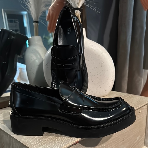 Zara Shoes - Zara Black Loafers with Modern Platform Sole